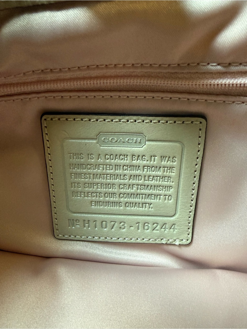 Coach Pebbled Leather Shoulder Tote in Light Beige - Picture 2 of 2